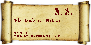 Mátyási Miksa névjegykártya
